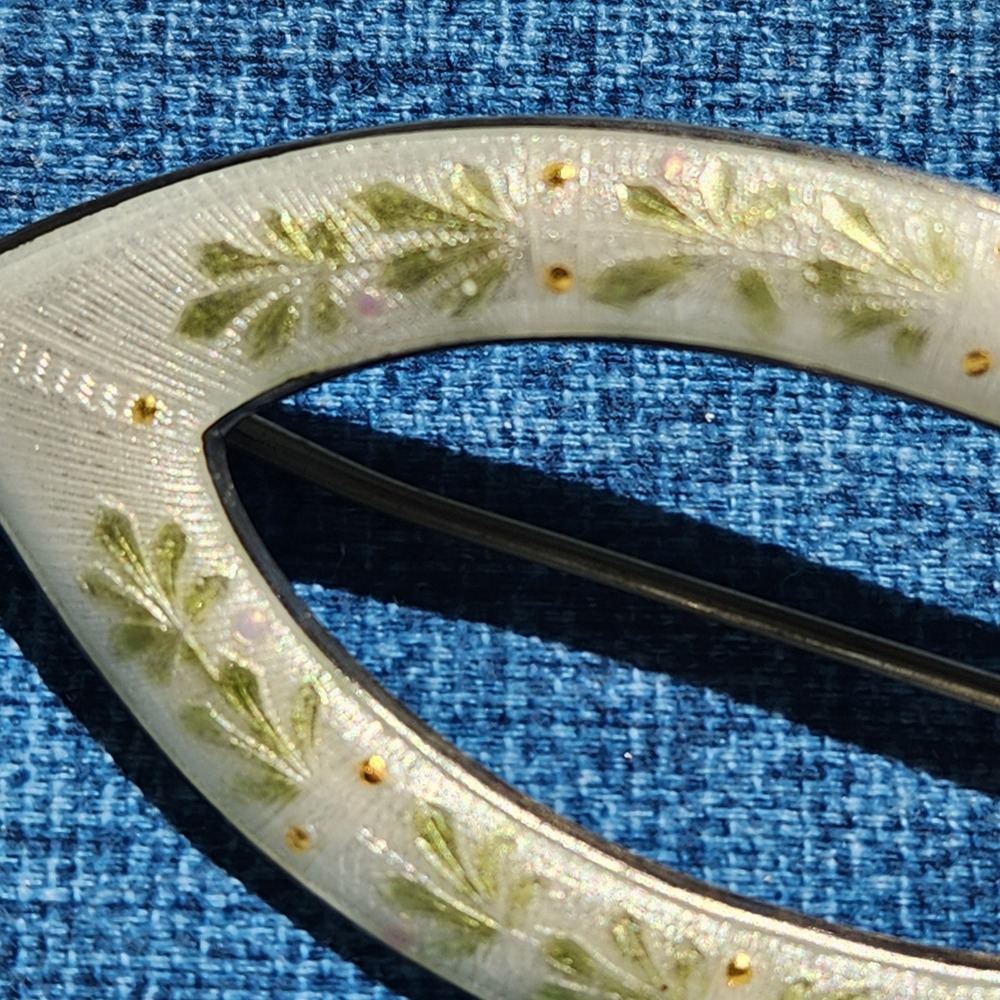 Antique Sterling Silver Enamel Brooch Champleve Sash Pin Circa 1915 Robbins - Picture 4 of 6
